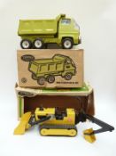 Two Tonka large scale tin-plate model construction vehicles, Hydraulic Pump 2585 and Trencher 2534,