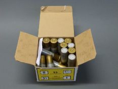 Thirteen 8 bore shotgun cartridges.