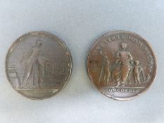 A medal coin commemorating the preliminaries of peace between Great Britain and France signed