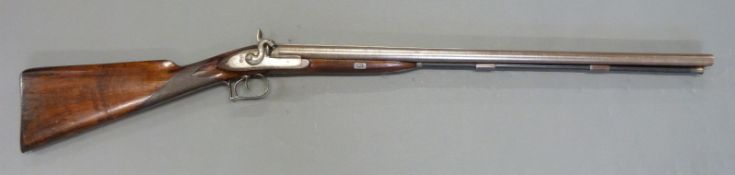 Sanders of Loughborough 13 bore side by side percussion hammer action gun,