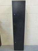 A metal gun safe / ammunition cabinet with keys