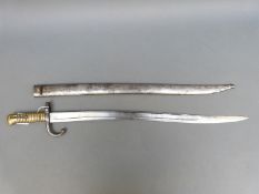 M1866 French Chassepot Yataghan bayonet in sheath,