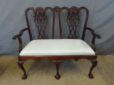 A mahogany Chippendale style drawing room sofa,