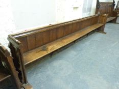 A 19thC oak church pew, ex St Bartholomew's Church, Cam,