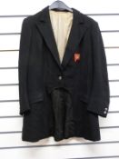 Two dressage jackets and hats with Olympic buttons and flag worn by L Johnstone MBE in the 1956,