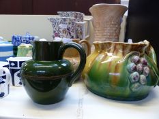 A quantity of ceramics including Wedgwood, Bretby, T G Green, majolica, Royal Winton, Paragon,