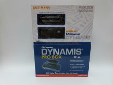 Two E-Z Command DCC model railway controllers Wireless Dynamis and Dynamis Pro Box,
