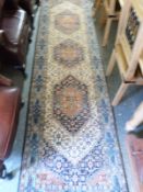 A wool runner with three guls,