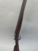 George Gibbs of Bristol side by side hammer action shotgun with chequered grip, double trigger,