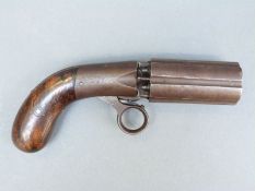 J R Cooper's patent 72 bore percussion pepperbox revolver with named and engraved lock,