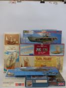 Eight IGRA, Revell and similar model boat kits including Revenge, Golden Hind, Victory,