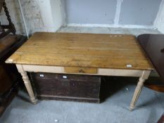 A 19th/20thC pine kitchen table with single drawer,