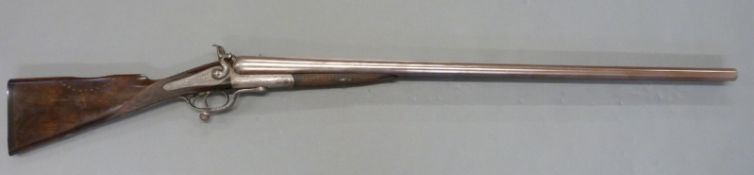 W Findley of Kingston by Forfar 8 bore side by side percussion hammer action gun with name,