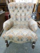 An upholstered nursing chair
