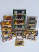Eighteen Corgi diecast model vans, cars and trams including Tramlines, Classic Cars, Brum etc,