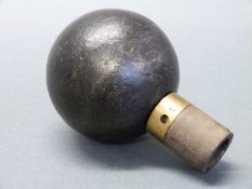 Model 1847 French WWI inert ball grenade with wooden and brass plug,