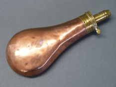 James Dixon & Sons copper and brass improved patent powder flask with bevelled edge,