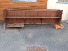 A 19thC oak church pew with lectern back, ex St Bartholomew's Church, Cam,