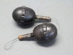 Two German WWI inert egg grenades,