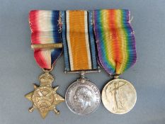 A WWI medal trio awarded to MS-2155 Pte A J Haines ASC,