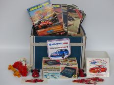 A collection of Scalextric cars,