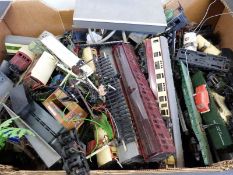 A large collection of Hornby Dublo and similar 00 gauge carriages, wagons,