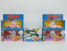 Five Corgi Thunderbirds diecast model vehicles two limited edition 40th anniversary FAB1 cars