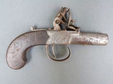Winter of Bristol flintlock hammer action pistol with named and engraved lock, shaped walnut grip,