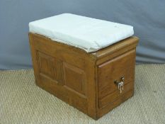An oak box seat or ottoman,