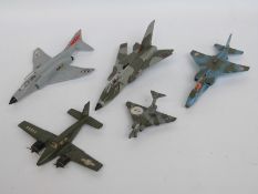 Five Dinky Toys diecast model aircraft, Beechcraft C55 Baron, MRCA, Jaguar S.E.P.E.C.A.T.