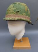 Two modern military helmets