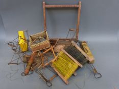A collection of vintage fishing line winders/dryers including three by Milward,