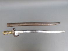 M1866 French Chassepot Yataghan bayonet marked to handle G64767 and dated to back of blade 1872,