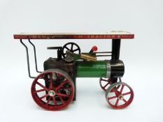 Mamod TE1A live steam traction engine with spring type whistle,