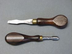 Thomas Ibbotson & Co of Sheffield rosewood handled brass collared screwdriver together with a