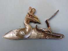 Flintlock hammer action lock stamped Tower and with crown over GR cipher,