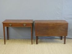 A 19thC drop leaf table, L101 x maximum W120 x H72cm and a hall table,