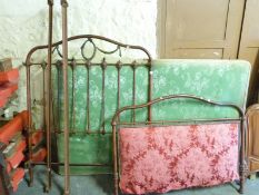 A 19thC or early 20thC brass and cast iron bed