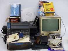 A large collection of vintage computers, TVs, calculators etc including Sinclair ZX80,