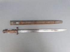 A 1907 pattern British bayonet marked EFD to blade,