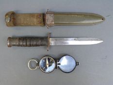 US M3 sheath knife, the blade impressed H Baker & Co USA, in scabbard,