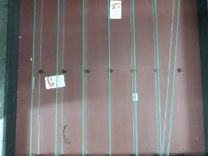 A diecast model vehicle or 00 gauge train display cabinet with glass shelves,