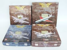 Four Corgi The Aviation Archive 1:144 scale diecast model aeroplanes Frontier Airlines BOAC Aero