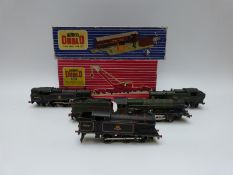 Six Hornby Dublo 00 gauge locomotives and wagons including TPO Mail Van Set and Breakdown Crane,