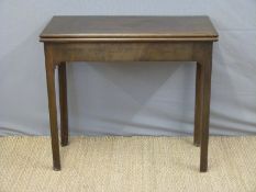 A 19thC mahogany fold-over card table,