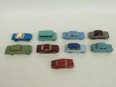 Nine Corgi Toys diecast model vehicles including Bedford, Bentley,