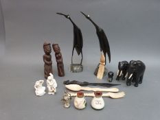 A collection of carved horn,