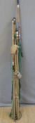 A collection of vintage fishing rods including two Elasticane 'Jest' rods,