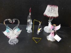 A quantity of glass ornaments