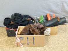 A quantity of textiles to include camera bag,